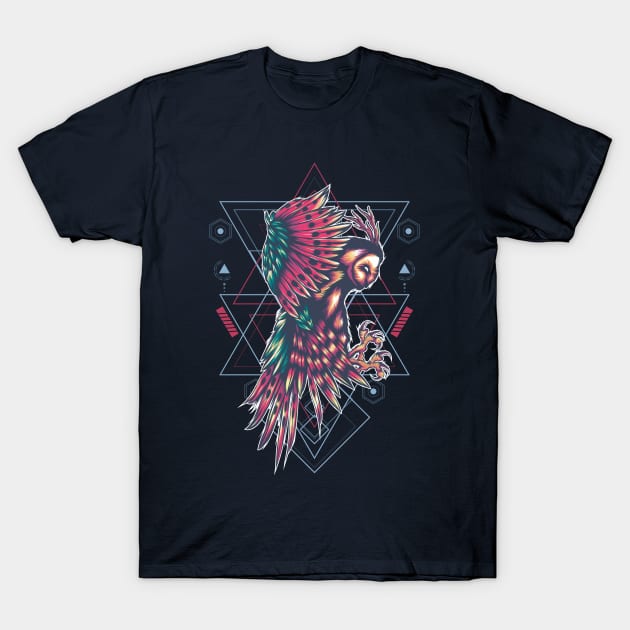 Abstract Geometric Owl T-Shirt by Kachow ZA